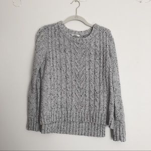 Grey marbled cable-knit sweater